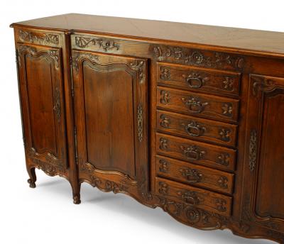 French Provincial Louis XV Style Carved Oak Sideboard