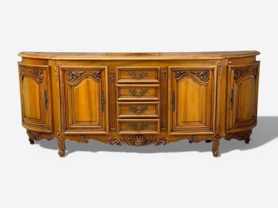 French Provincial Monumental Sideboard Wood Brass France 1960s