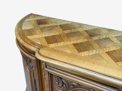 French Provincial Monumental Sideboard Wood Brass France 1960s