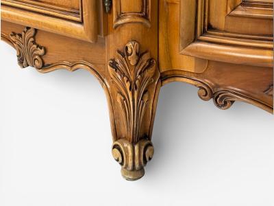 French Provincial Monumental Sideboard Wood Brass France 1960s