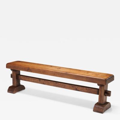 French Provincial Solid Oak Bench France 1920s