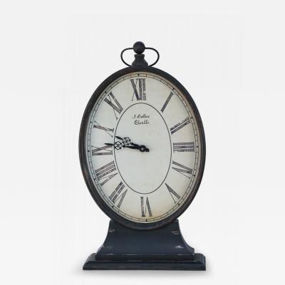 French Provincial Style Black Tole Clock with Base