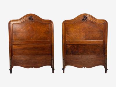 French Provincial Style Twin Headboards Walnut Gilt France 20th c 