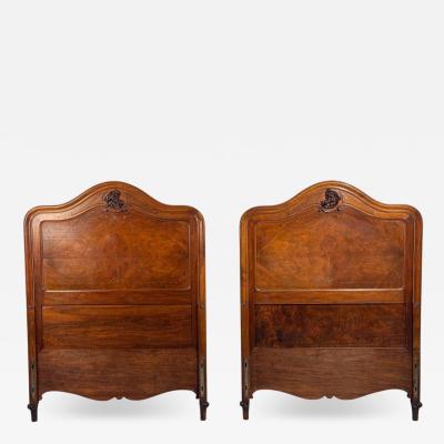 French Provincial Style Twin Headboards Walnut Gilt France 20th c 