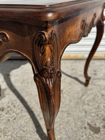 French Provincial Style Walnut Carved Side Table