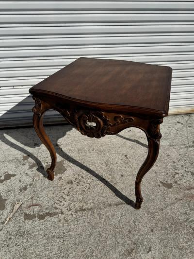 French Provincial Style Walnut Carved Side Table