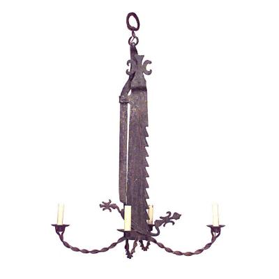 French Provincial Style Wrought Iron Saw Chandelier