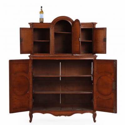 French Provincial Two Piece Oak Cabinet C 1880