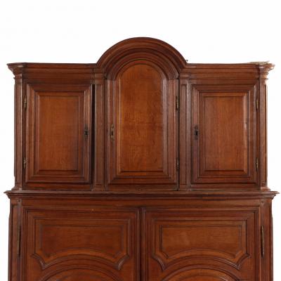 French Provincial Two Piece Oak Cabinet C 1880