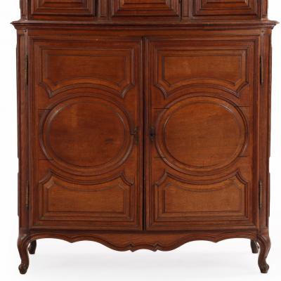 French Provincial Two Piece Oak Cabinet C 1880