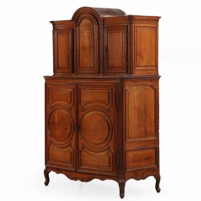 French Provincial Two Piece Oak Cabinet C 1880