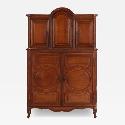 French Provincial Two Piece Oak Cabinet C 1880