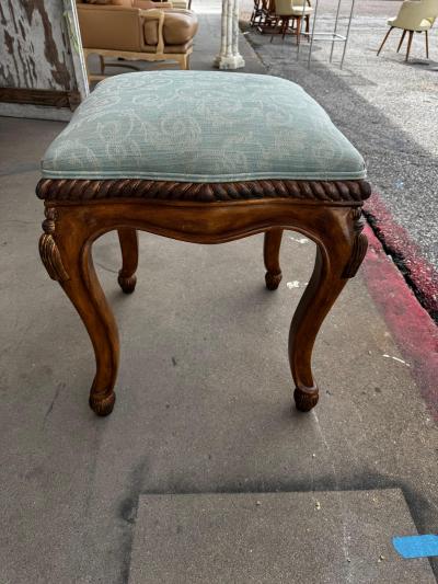 French Provincial Walnut Upholstered Stool