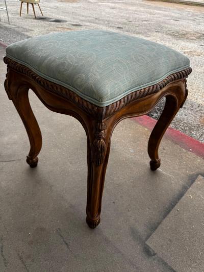French Provincial Walnut Upholstered Stool