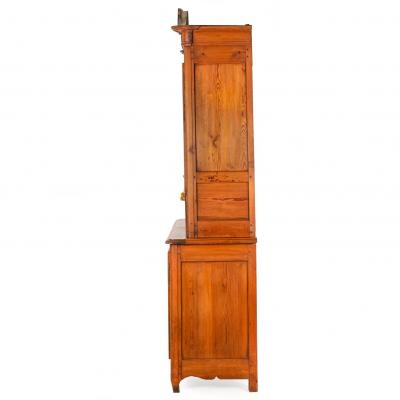 French Provincial Waxed Pine Bookcase Display Cabinet Cupboard