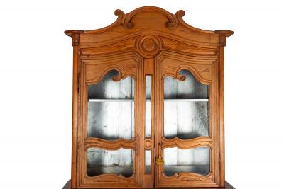French Provincial Waxed Pine Bookcase Display Cabinet Cupboard