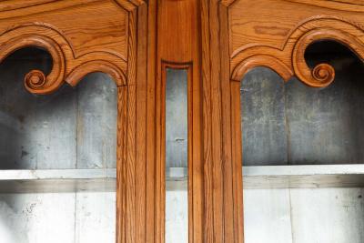 French Provincial Waxed Pine Bookcase Display Cabinet Cupboard
