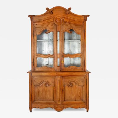 French Provincial Waxed Pine Bookcase Display Cabinet Cupboard