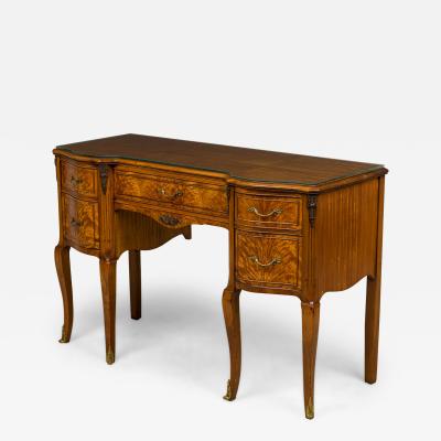 French Provincial style Burlwood Vanity Desk with Glass Top