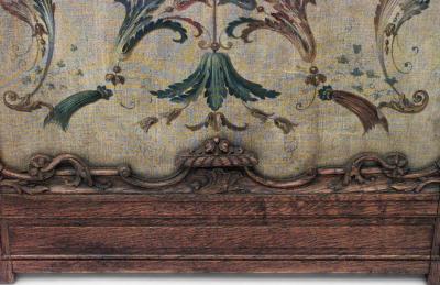 French R gence Style Oak 3 Fold Screen with Painted Panels