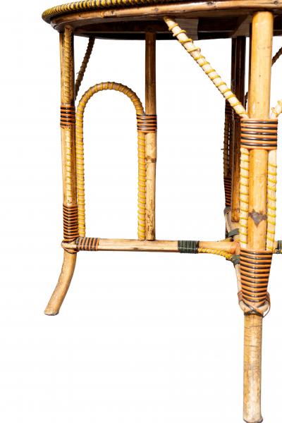 French Rattan Bistro Table And Pair Of Side Chairs
