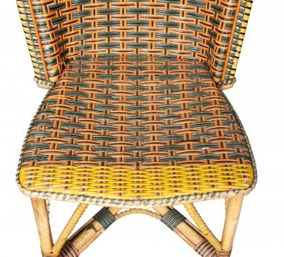 French Rattan Bistro Table And Pair Of Side Chairs