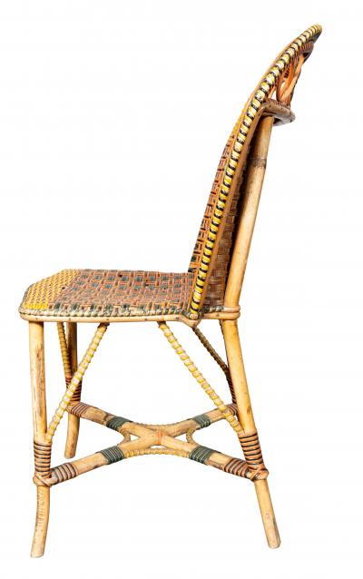 French Rattan Bistro Table And Pair Of Side Chairs