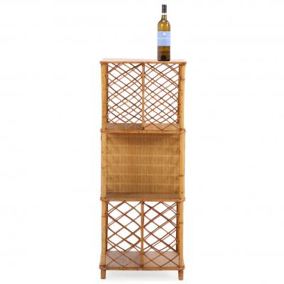 French Rattan Open Square Bookshelf C 1950 