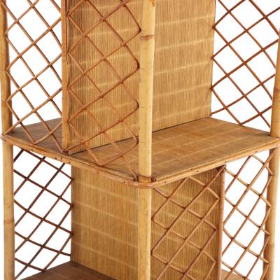 French Rattan Open Square Bookshelf C 1950 