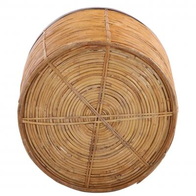French Rattan and Brass Basket C 1970