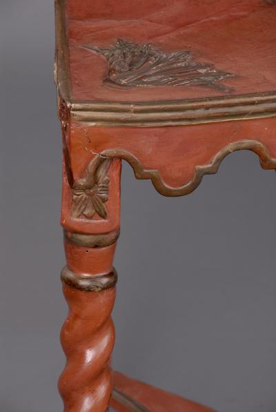 French Red Lacquer Corner Table