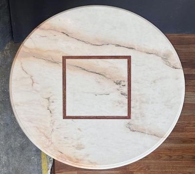 French Red and White Marble Center Dining Table 1960