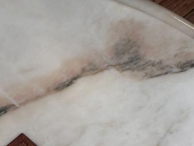 French Red and White Marble Center Dining Table 1960