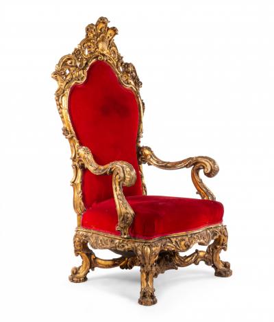 French Regence Red Velvet Throne Chair