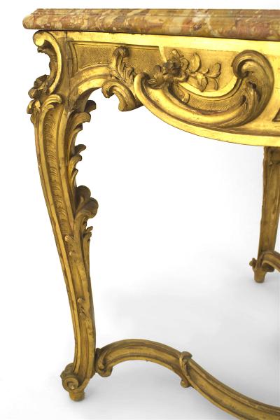 French Regence Style Gilt Center Table with Marble Top