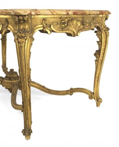 French Regence Style Gilt Center Table with Marble Top