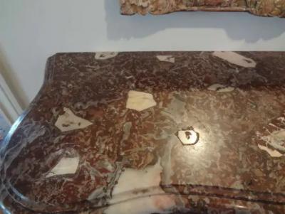 French Regence Wrought Iron Console Table with Marble Top