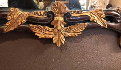 French Regency Antique Mirror of Mahogany and Gilt with Basket of Roses Design