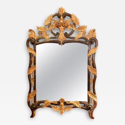 French Regency Antique Mirror of Mahogany and Gilt with Basket of Roses Design