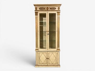 French Regency Monumental Bookcases Cream Painted Wood Gilt France 19th c 