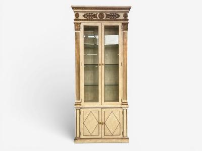 French Regency Monumental Bookcases Cream Painted Wood Gilt France 19th c 