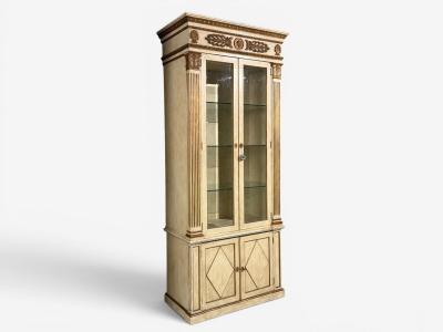 French Regency Monumental Bookcases Cream Painted Wood Gilt France 19th c 