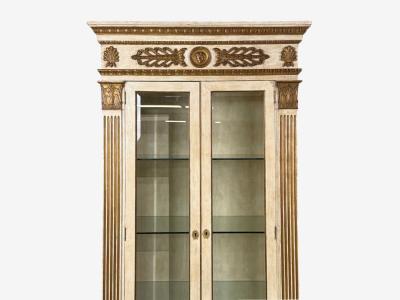 French Regency Monumental Bookcases Cream Painted Wood Gilt France 19th c 