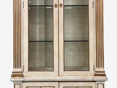 French Regency Monumental Bookcases Cream Painted Wood Gilt France 19th c 