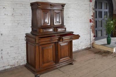 French Renaissance Henry II Late 16th Century Walnut Deux Corps Cabinet