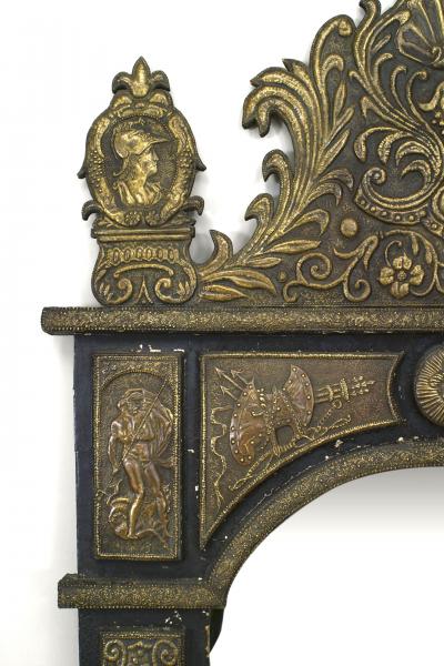 French Renaissance Style Brass Embossed Wall Mirror