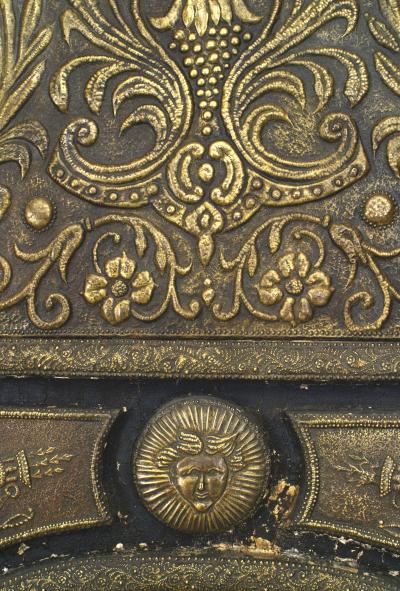 French Renaissance Style Brass Embossed Wall Mirror