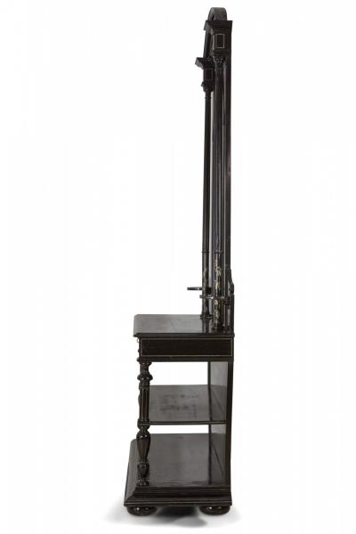 French Renaissance Style Mirrored Ebonized Metal inlaid Hall Table