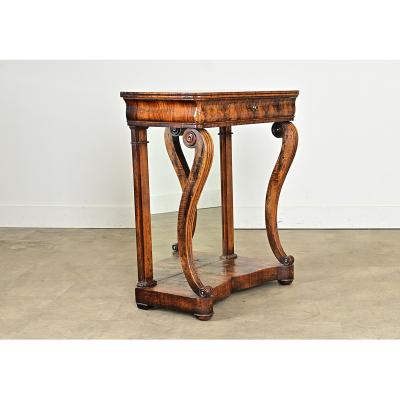 French Restauration 19th Century Burled Walnut Console