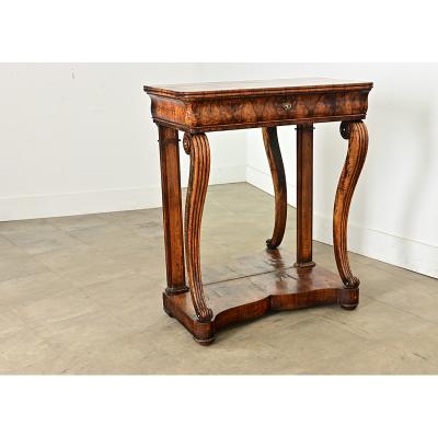 French Restauration 19th Century Burled Walnut Console